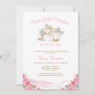 Convites 3 Abóboras no Caminho da Rapariga Triplets Chá de