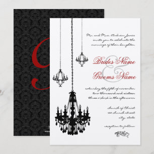 Convites 3 Chandeliers Vermelhos Acentos de Casamento Convi