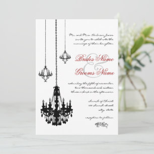 Convites 3 Chandeliers Vermelhos Acentos de Casamento Convi