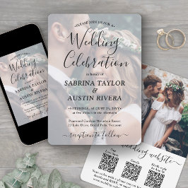 Convites 3 Códigos QR Site RSVP Tudo-em-Um Foto Casamento