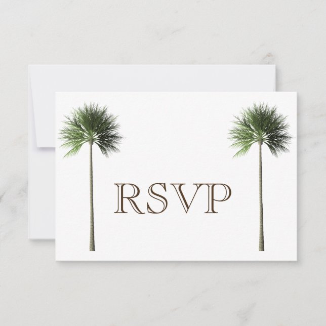 Convites 3 Digite Tropical Palm Tree Menu RSVP Wedcard (Frente)