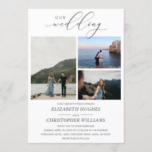 Convites 3 Foto personalizada - Mão - Letra Nosso Casament