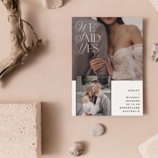 Convites 3 Foto Que Dissemos Sim Recepção De Sobreposição B (We Eloped! You're Invited to Celebrate With Us at Our Reception. 🥂💕)