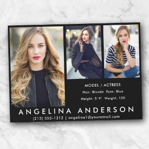 Convites 3 Fotos Modelo Ator Comp Card Blk
