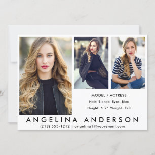Convites 3 Fotos Modelo Ator Comp Card Wht