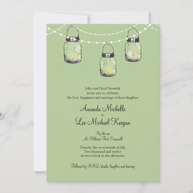 Convites 3 Hanging Mason Jars Wedding (Frente)
