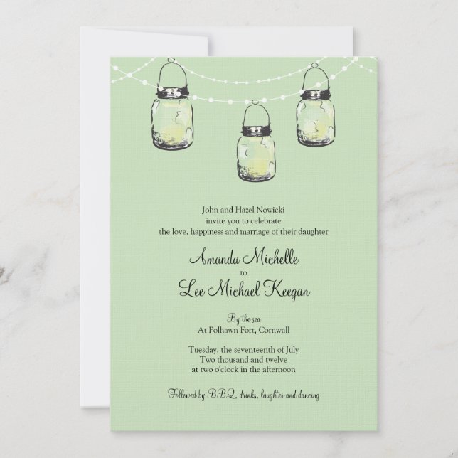 Convites 3 Hanging Mason Jars Wedding (Frente)