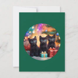 Convites 3 Jovens Black Eyed Black Kittens Cena de Natal
