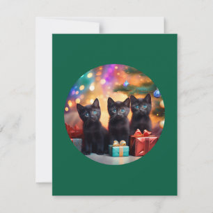 Convites 3 Jovens Black Eyed Black Kittens Cena de Natal