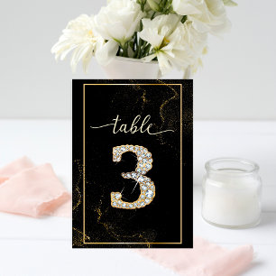 Convites 3 Números de Mesa Elegantes com Diamante para Impr