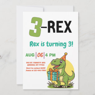 Convites 3-Rex Dinossauro, Festa de 3-Rex