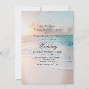 Convites *~* 3 - Sunrise Pastel Beach Sunset Wedset