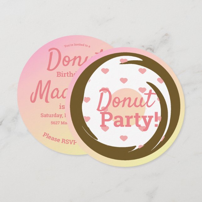 Convites 3D Ombre Coração Rosa Donut Espalhe Redemoinho Red (Frente/Verso)