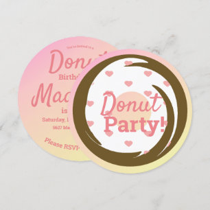 Convites 3D Ombre Coração Rosa Donut Espalhe Redemoinho Red