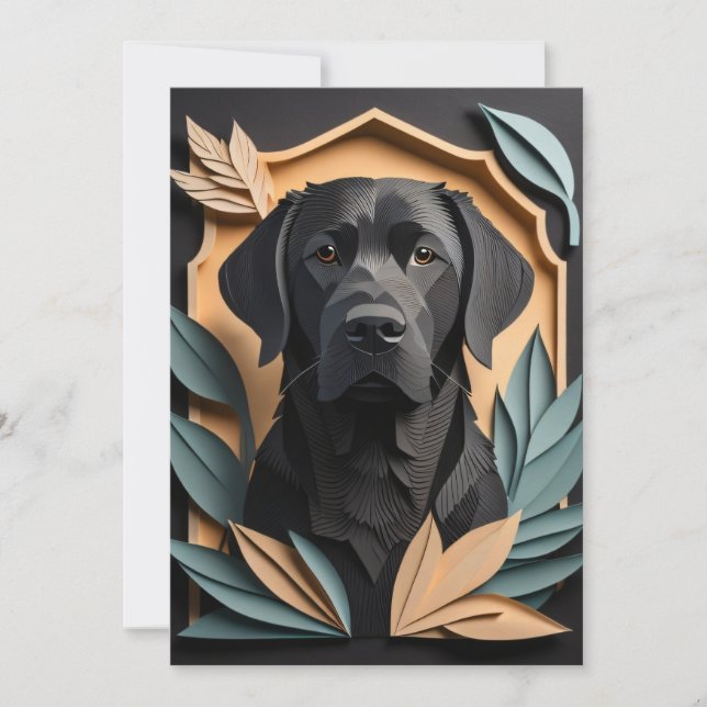 Convites 3D Papel Arte Preta Labrador Design (Frente)