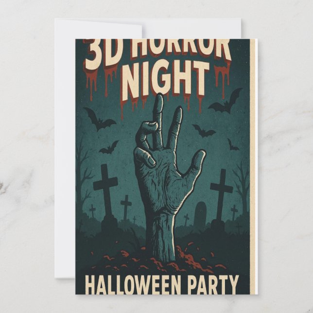 Convites 3D Poster do Horror Night Halloween (Frente)