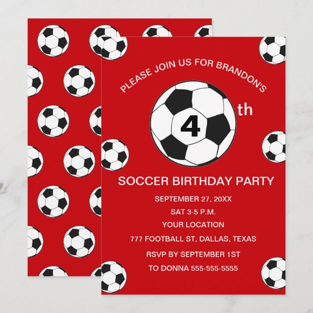 Convites 4º Aniversário do Futebol Red Boys Esporte (Frente/Verso)