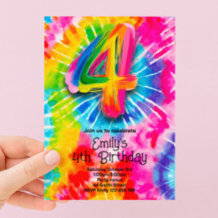 Convites 4º Aniversário Tie Dye