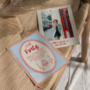 Convites 40ª mão desenhada por desenho Cake Quirky Foto Ani