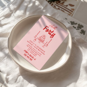 Convites 40ª Mão Retirada Rosa Bolo Vermelho Alô Quarenta A