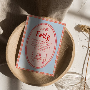 Convites 40ª mão rosa, desenhada, mão desenhada, bolinho Qu