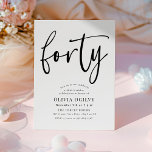 Convites 40ª Tipografia de Script Moderno de Festa de anive<br><div class="desc">Este design moderno, preto e branco apresenta a palavra "quarenta" em uma caligrafia estilo script e uma tipografia moderna, elegantemente espaçada, compreendendo fontes clássicas de serifa. Os convites se invertem a um delicado padrão de triângulo repetitivo em cinzas pretas e cromáticas. Adequado para homens ou mulheres. Escolha entre convites Zazzle...</div>