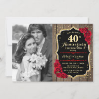 40º Aniversário com Foto - Madeira & Rosas Vermelh