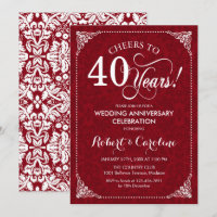 40º Aniversário de Casamento - Damasco Vermelho Ru