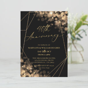 Convites 40º Aniversário de Casamento Dourado e Negro