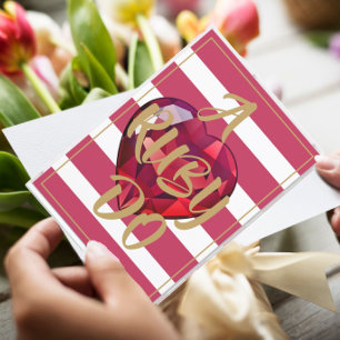 Convites 40º Aniversário de Casamento Elegante Listras Verm