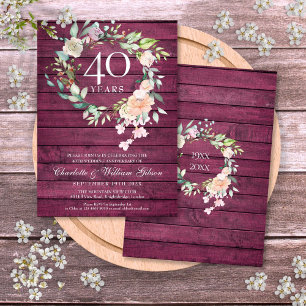 Convites 40º Aniversário de Casamento Floral em Madeira Ver