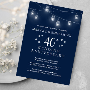 Convites 40º Aniversário de Casamento - Luzes de Corda
