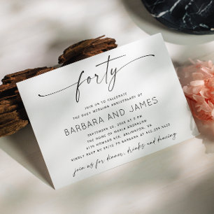 Convites 40º aniversário de casamento / Ruby. Moderno minim