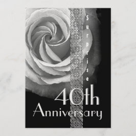 Convites 40º Aniversário de Casamento SURPRESA Rosa PRATA