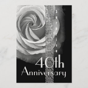 Convites 40º Aniversário de Casamento SURPRESA Rosa PRATA