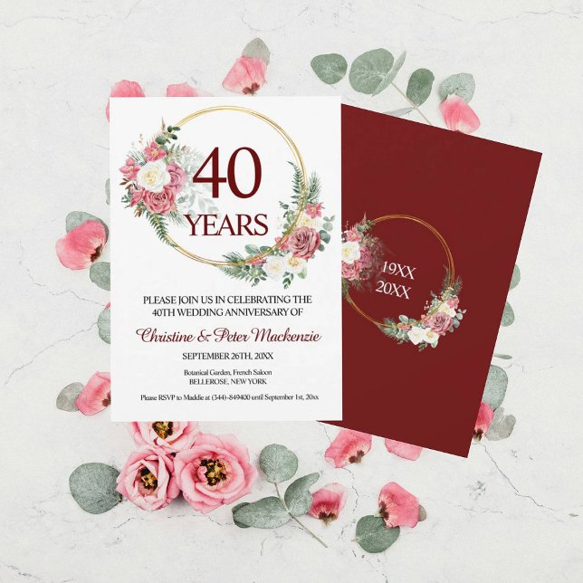 Convites 40º Aniversário de Rosas Ruby (Criador carregado)