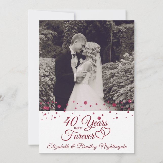 Convites 40º aniversário do Hearts YEARS INTO FOTO PARA SEM (Frente)