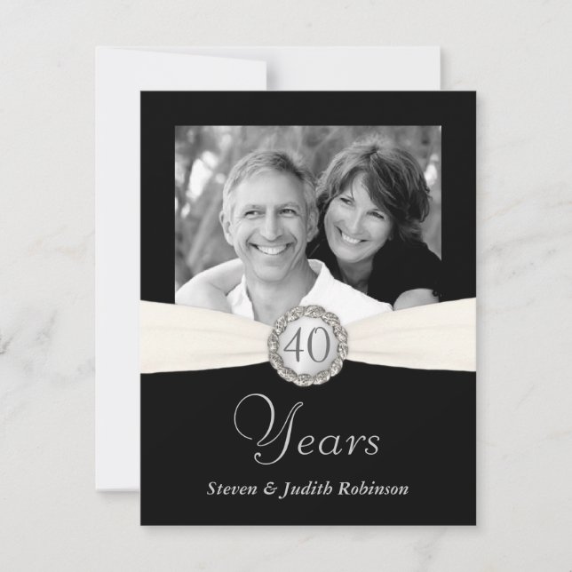 Convites 40º Aniversário - Estilo de Bolso Falso - PEQUENO (Frente)