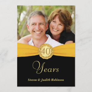 Convites 40º aniversário - Estilo de bolso Faux com Monog