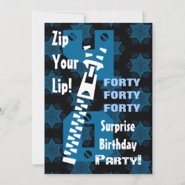 Convites 40º aniversário SURPREE Blue Stars Zipper W1685