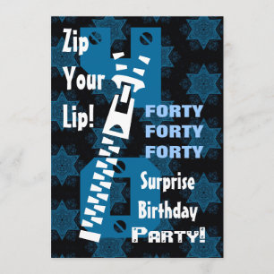 Convites 40º aniversário SURPREE Blue Stars Zipper W1685