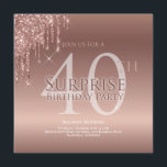 Convites 40º Aniversário Surpresa Rosa Glitter<br><div class="desc">É hora de comemorar e este convite fará com que sua festa vá na direção certa. Este design apresenta brilho cor-de-rosa e tipografia personalizada. Muito brilho!</div>