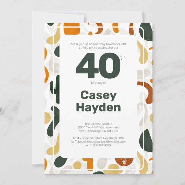 Convites 40º cowboy estilo oeste com cacto (Frente)