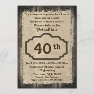 Convites 40º,Festa de aniversário, qualquer idade, madeira,