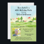 Convites 40º Golfe de Fotografia Festa de aniversário de Ho<br><div class="desc">Este Convite de festas festivo e colorido tem um tema Golfe e é perfeito para um Golfe. Ele apresenta um carrinho de golfe com Golf Clubs em um Curso de Golfe, muito para personalizar para se adequar ao seu evento, assim como a uma foto. Nós temos todos os ingredientes para...</div>