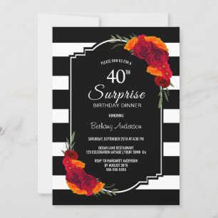 Convites 40º Janto surpresa de aniversário Black White St