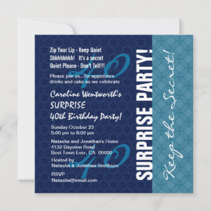 Convites 40º Padrões SURPREE Birthday Blue Geometric