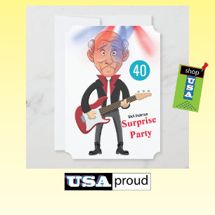 Convites 40º Rockstar 🎸 Violão Funky Aniversário dos Homen