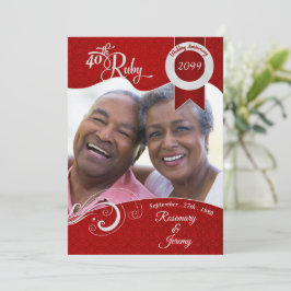 Convites 40º Vibrante Damasco Vermelho Rubi Personalizado c