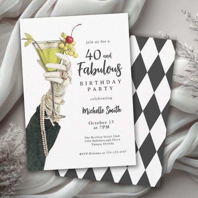 Convites 40 and Fabulous Milestone Adult Birthday Party (Available in both printed and instant download digital formats.)